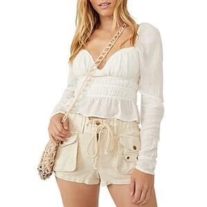Free People Womens Chloe Cotton V Neck Cropped Small NWT